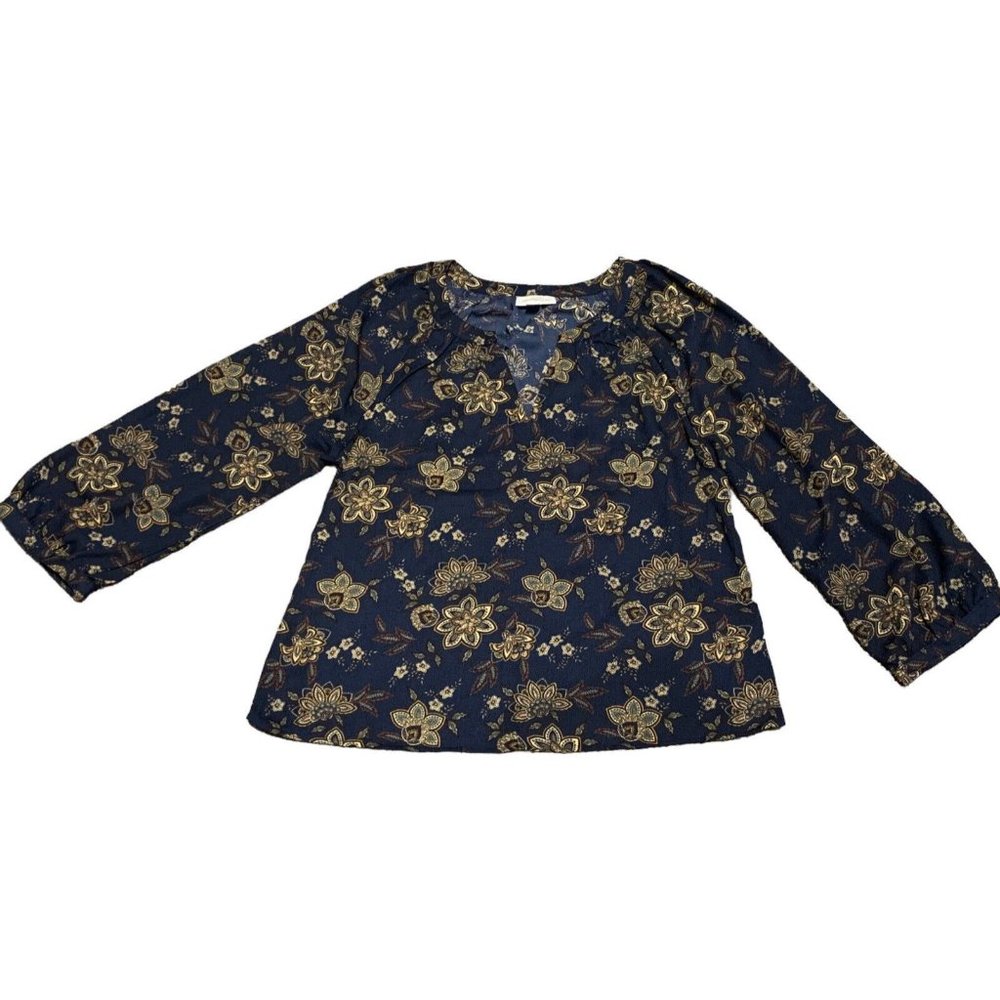 Morgan Taylor Women Blue Long Sleeve Pullover Blouse L